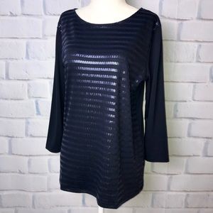 Liz Claiborne Navy Sequin Top Medium NWT